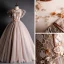Victorian Style Brown See-through Prom Dresses 2020 Ball Gown High Neck Puffy Short Sleeve Appliques Lace Beading Floor-Length / Long Ruffle Backless