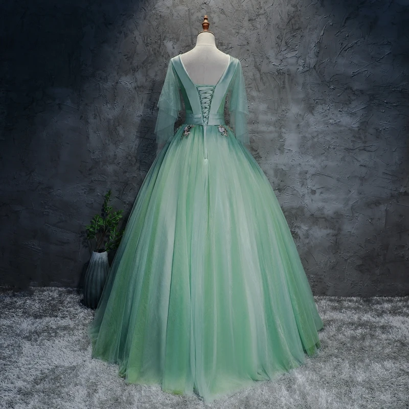 strapless open back dress Romantic Vintage Mint Green Chiffon Mermaid Beaded Long Prom Dresses R –  Frisco Dresses