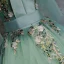 Chic / Beautiful Mint Green Dancing Prom Dresses 2020 Ball Gown V-Neck 3/4 Sleeve Appliques Lace Floor-Length / Long Ruffle Backless Formal Dresses