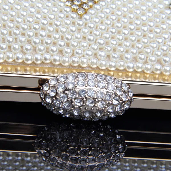 Mode Doré Cuir Verni Pochette 2020 Métal Perle Faux Diamant Gland