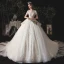 Vintage / Originale Ivoire La Mariée Robe De Mariée 2020 Robe Boule V-Cou Manches Courtes Dos Nu Perlage Appliques Glitter Cathedral Train Volants