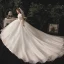 Vintage / Retro Ivory Bridal Wedding Dresses 2020 Ball Gown V-Neck Short Sleeve Backless Beading Glitter Tulle Sash Chapel Train Ruffle