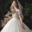Vintage / Retro Ivory Bridal Wedding Dresses 2020 Ball Gown V-Neck Short Sleeve Backless Beading Glitter Tulle Sash Chapel Train Ruffle