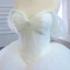 Modest / Simple White Bridal Wedding Dresses 2020 Ball Gown Off-The-Shoulder Short Sleeve Backless Court Train Ruffle
