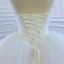 Modest / Simple White Bridal Wedding Dresses 2020 Ball Gown Off-The-Shoulder Short Sleeve Backless Court Train Ruffle
