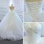 Modest / Simple White Bridal Wedding Dresses 2020 Ball Gown Off-The-Shoulder Short Sleeve Backless Court Train Ruffle