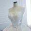 Luxury / Gorgeous Champagne Bridal Wedding Dresses 2020 Ball Gown See-through Scoop Neck Sleeveless Backless Star Appliques Lace Beading Pearl Chapel Train