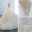 Luxury / Gorgeous Champagne Bridal Wedding Dresses 2020 Ball Gown See-through Scoop Neck Sleeveless Backless Star Appliques Lace Beading Pearl Chapel Train