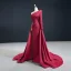 Schlicht Burgunderrot Satin Roter Teppich Abendkleider 2020 A Linie One-Shoulder Lange Ärmel Gespaltete Front Hof-Schleppe Rückenfreies Festliche Kleider