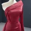 Schlicht Burgunderrot Satin Roter Teppich Abendkleider 2020 A Linie One-Shoulder Lange Ärmel Gespaltete Front Hof-Schleppe Rückenfreies Festliche Kleider