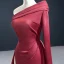 Schlicht Burgunderrot Satin Roter Teppich Abendkleider 2020 A Linie One-Shoulder Lange Ärmel Gespaltete Front Hof-Schleppe Rückenfreies Festliche Kleider