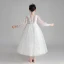 Illusion White Flower Girl Dresses 2020 Ball Gown See-through Scoop Neck Puffy Long Sleeve Star Sequins Ankle Length Ruffle