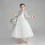 Illusion White Flower Girl Dresses 2020 Ball Gown See-through Scoop Neck Puffy Long Sleeve Star Sequins Ankle Length Ruffle