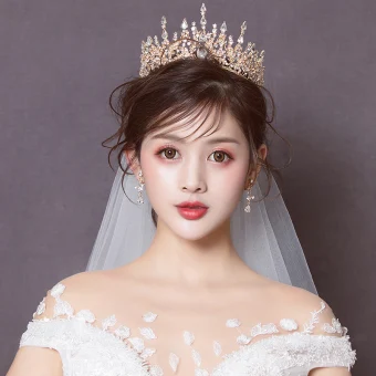 Chic Beautiful Gold Tiara Bridal Hair Accessories 2020 Alloy Rhinestone Accessories