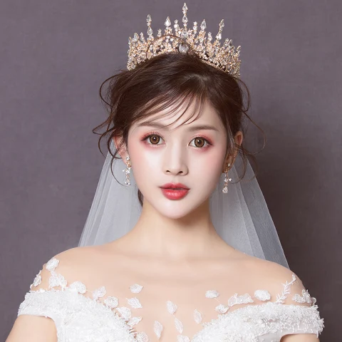 Hermoso Oro Tiara Tocados de novia 2020 Aleación Rhinestone Accesorios