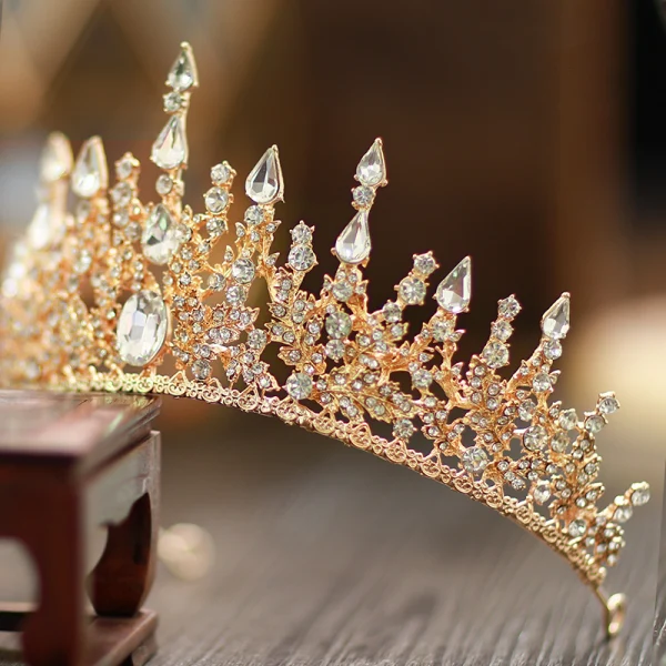 Chic / Beautiful Gold Tiara Bridal Hair Accessories 2020 Alloy Rhinestone Accessories