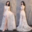 Sexy Blanche Transparentes Robe De Soirée 2020 Princesse V-Cou Sans Manches Appliques En Dentelle Train De Balayage Dos Nu Robe De Ceremonie