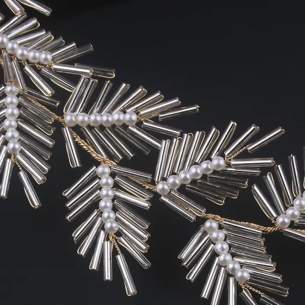 Elegant Gold Headbands Bridal Hair Accessories 2020 Alloy Lace-up Pearl Beading Headpieces Wedding Accessories
