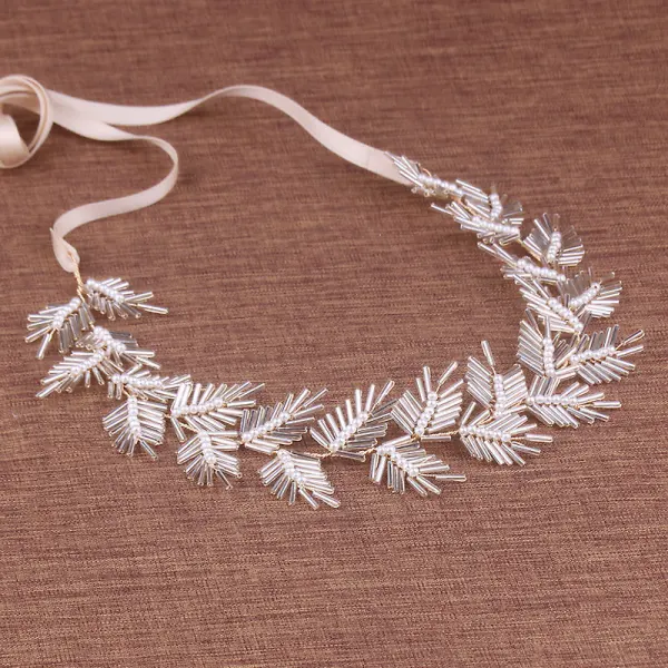 Elegant Gold Headbands Bridal Hair Accessories 2020 Alloy Lace-up Pearl Beading Headpieces Wedding Accessories