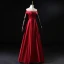 Modest / Simple Burgundy Satin Evening Dresses  2020 A-Line / Princess Off-The-Shoulder Short Sleeve Sash Floor-Length / Long Ruffle Backless Formal Dresses