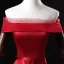 Modest / Simple Burgundy Satin Evening Dresses  2020 A-Line / Princess Off-The-Shoulder Short Sleeve Sash Floor-Length / Long Ruffle Backless Formal Dresses