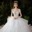 Romantique Blanche La Mariée Robe De Mariée 2020 Robe Boule Transparentes Encolure Dégagée Manches Courtes Dos Nu Perlage Glitter Tulle Cathedral Train Volants