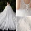 Romantique Blanche La Mariée Robe De Mariée 2020 Robe Boule Transparentes Encolure Dégagée Manches Courtes Dos Nu Perlage Glitter Tulle Cathedral Train Volants