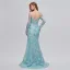 Sexy Mint Green Sequins Lace Flower Evening Dresses 2023 Trumpet / Mermaid Off-The-Shoulder 3/4 Sleeve Backless Floor-Length / Long Evening Party Formal Dresses