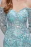 Sexy Mint Green Sequins Lace Flower Evening Dresses 2023 Trumpet / Mermaid Off-The-Shoulder 3/4 Sleeve Backless Floor-Length / Long Evening Party Formal Dresses