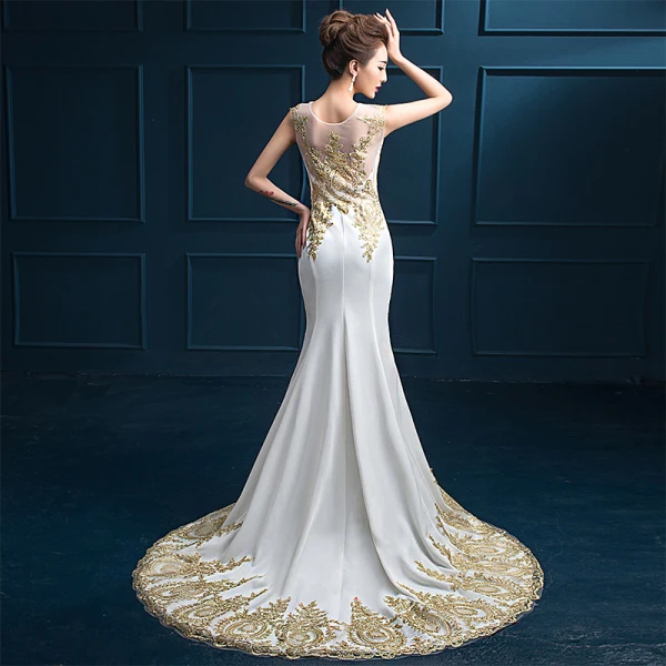 Trumpet / Mermaid 2017 Evening Dresses White Black Ankle Strap Court Train Lace Scoop Neck Casual Church Cocktail Party Evening Party Prom Summer Sleeveless Formal Dresses