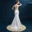 Trumpet / Mermaid 2017 Evening Dresses  White Black Ankle Strap Court Train Lace Scoop Neck Casual Church Cocktail Party Evening Party Prom Summer Sleeveless Formal Dresses