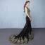 Trumpet / Mermaid 2017 Evening Dresses  White Black Ankle Strap Court Train Lace Scoop Neck Casual Church Cocktail Party Evening Party Prom Summer Sleeveless Formal Dresses