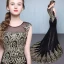 Trumpet / Mermaid 2017 Evening Dresses  White Black Ankle Strap Court Train Lace Scoop Neck Casual Church Cocktail Party Evening Party Prom Summer Sleeveless Formal Dresses