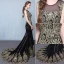 Trumpet / Mermaid 2017 Evening Dresses  White Black Ankle Strap Court Train Lace Scoop Neck Casual Church Cocktail Party Evening Party Prom Summer Sleeveless Formal Dresses