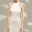 Chic / Beautiful White Evening Dresses  2020 Trumpet / Mermaid Scoop Neck Sleeveless Beading Sequins Floor-Length / Long Formal Dresses