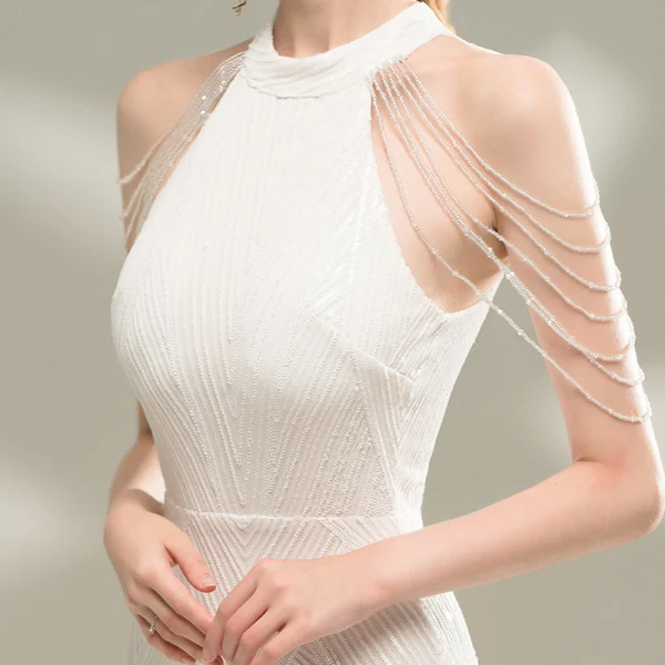 Chic / Beautiful White Evening Dresses  2020 Trumpet / Mermaid Scoop Neck Sleeveless Beading Sequins Floor-Length / Long Formal Dresses