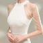 Chic / Beautiful White Evening Dresses  2020 Trumpet / Mermaid Scoop Neck Sleeveless Beading Sequins Floor-Length / Long Formal Dresses