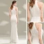 Chic / Beautiful White Evening Dresses  2020 Trumpet / Mermaid Scoop Neck Sleeveless Beading Sequins Floor-Length / Long Formal Dresses