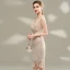 Scintillantes Champagne Paillettes Robe De Fete 2020 Col v profond Sans Manches Perlage Courte Robe De Ceremonie
