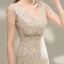 Scintillantes Champagne Paillettes Robe De Fete 2020 Col v profond Sans Manches Perlage Courte Robe De Ceremonie