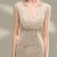 Scintillantes Champagne Paillettes Robe De Fete 2020 Col v profond Sans Manches Perlage Courte Robe De Ceremonie