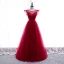 Chic / Belle Bordeaux Robe De Soirée 2020 Princesse Encolure Dégagée Sans Manches Paillettes Perlage Longue Volants Dos Nu Robe De Ceremonie