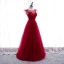 Chic / Belle Bordeaux Robe De Soirée 2020 Princesse Encolure Dégagée Sans Manches Paillettes Perlage Longue Volants Dos Nu Robe De Ceremonie