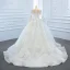 Luxury / Gorgeous White Bridal Wedding Dresses 2020 Ball Gown See-through Scoop Neck Sleeveless Backless Appliques Lace Beading Glitter Tulle Court Train