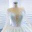 Luxury / Gorgeous White Bridal Wedding Dresses 2020 Ball Gown See-through Scoop Neck Sleeveless Backless Appliques Lace Beading Glitter Tulle Court Train