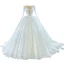 Luxury / Gorgeous White Bridal Wedding Dresses 2020 Ball Gown See-through Scoop Neck Sleeveless Backless Appliques Lace Beading Glitter Tulle Court Train