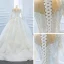 Luxury / Gorgeous White Bridal Wedding Dresses 2020 Ball Gown See-through Scoop Neck Sleeveless Backless Appliques Lace Beading Glitter Tulle Court Train