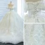 Luxury / Gorgeous White Bridal Wedding Dresses 2020 Ball Gown Off-The-Shoulder Short Sleeve Backless Glitter Tulle Beading Appliques Lace Chapel Train Ruffle