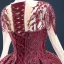 Vintage / Originale Bordeaux Robe De Bal 2020 Robe Boule Transparentes Encolure Dégagée Manches Longues Paillettes Fait main Perlage Tribunal Train Volants Dos Nu Robe De Ceremonie