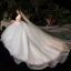 Modest / Simple White Bridal Wedding Dresses 2020 Ball Gown Spaghetti Straps Sleeveless Backless Bow Chapel Train Ruffle